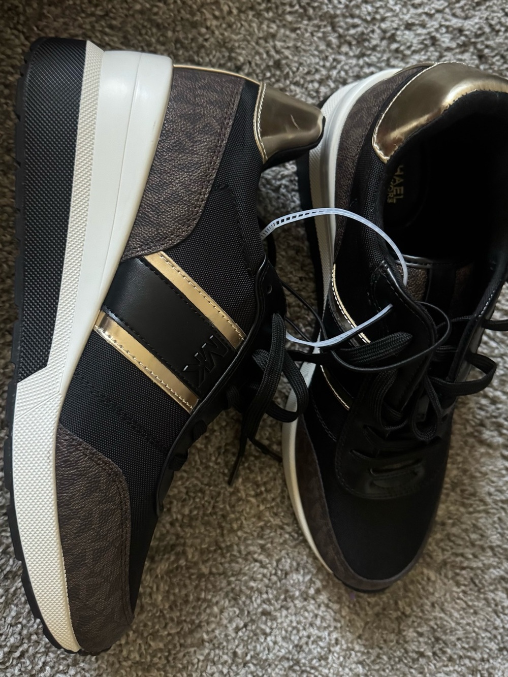 Michael Kors Black, Brown & Gold Low-Top platform Sneakers